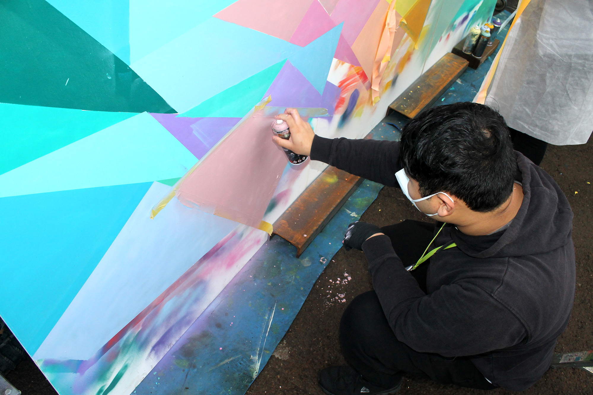 Street art mural at Newport Transporter Bridge Visitor Centre site