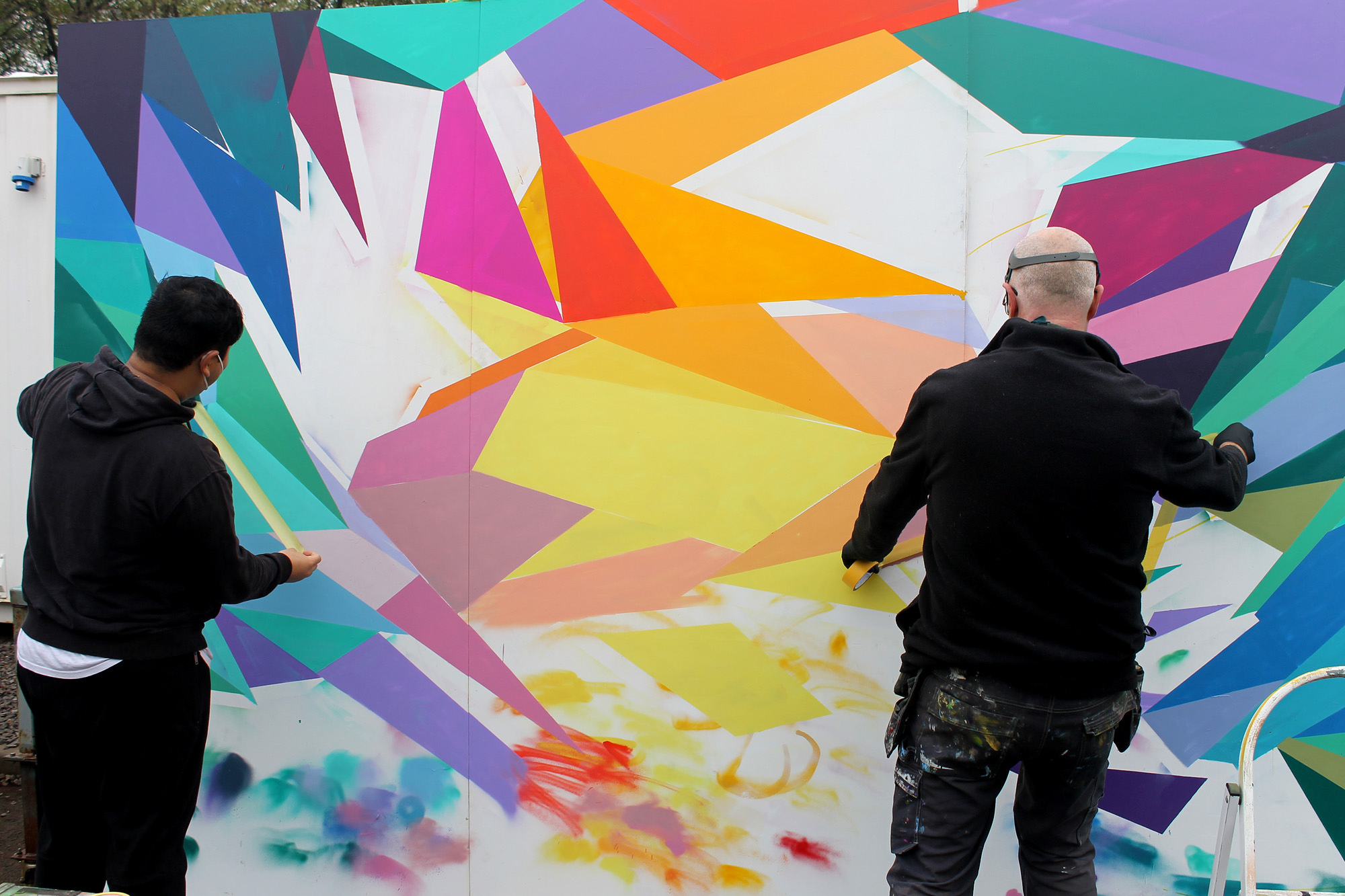 Street art mural at Newport Transporter Bridge Visitor Centre site