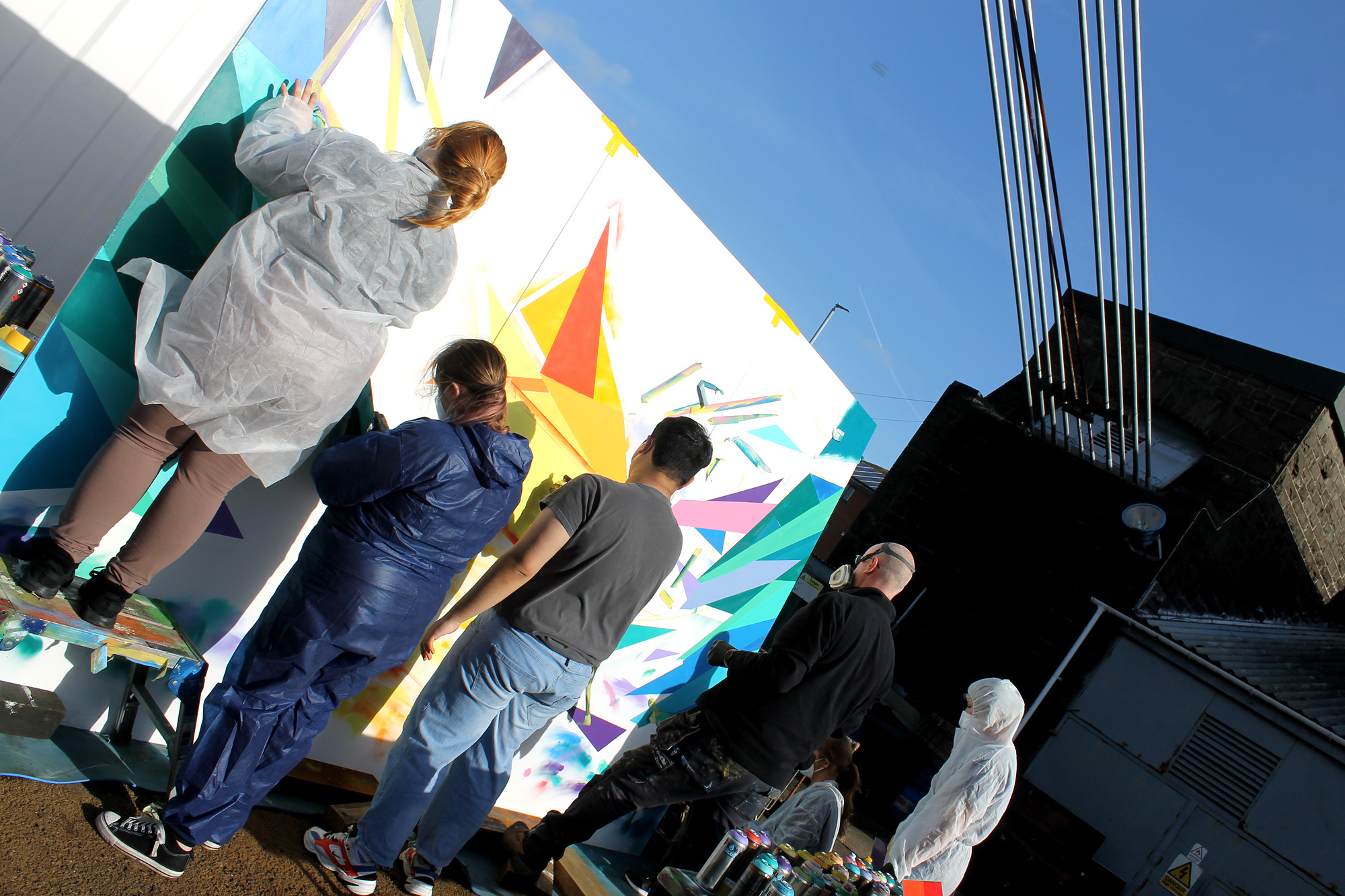 Street art mural at Newport Transporter Bridge Visitor Centre site