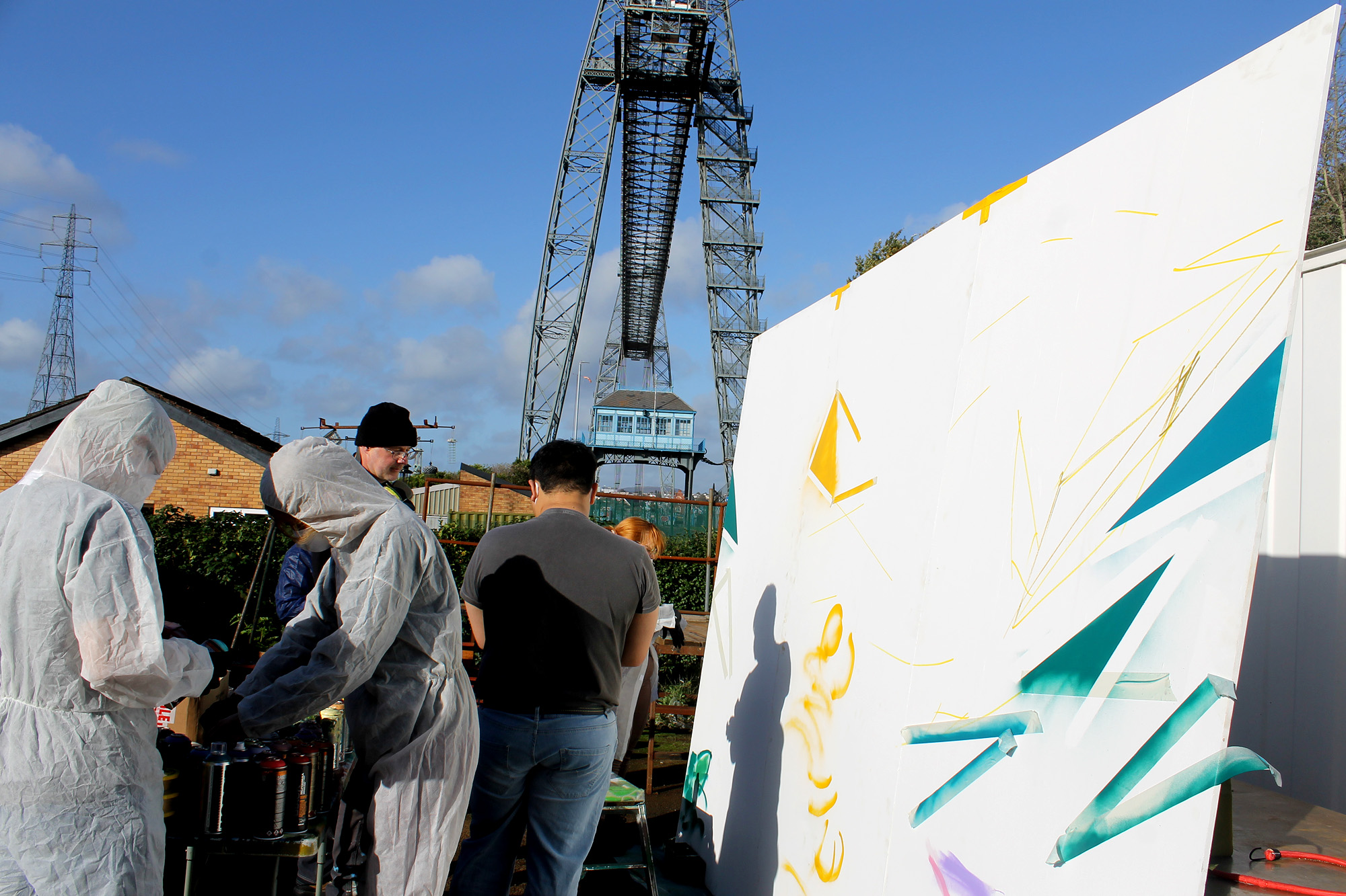 Street art mural at Newport Transporter Bridge Visitor Centre site