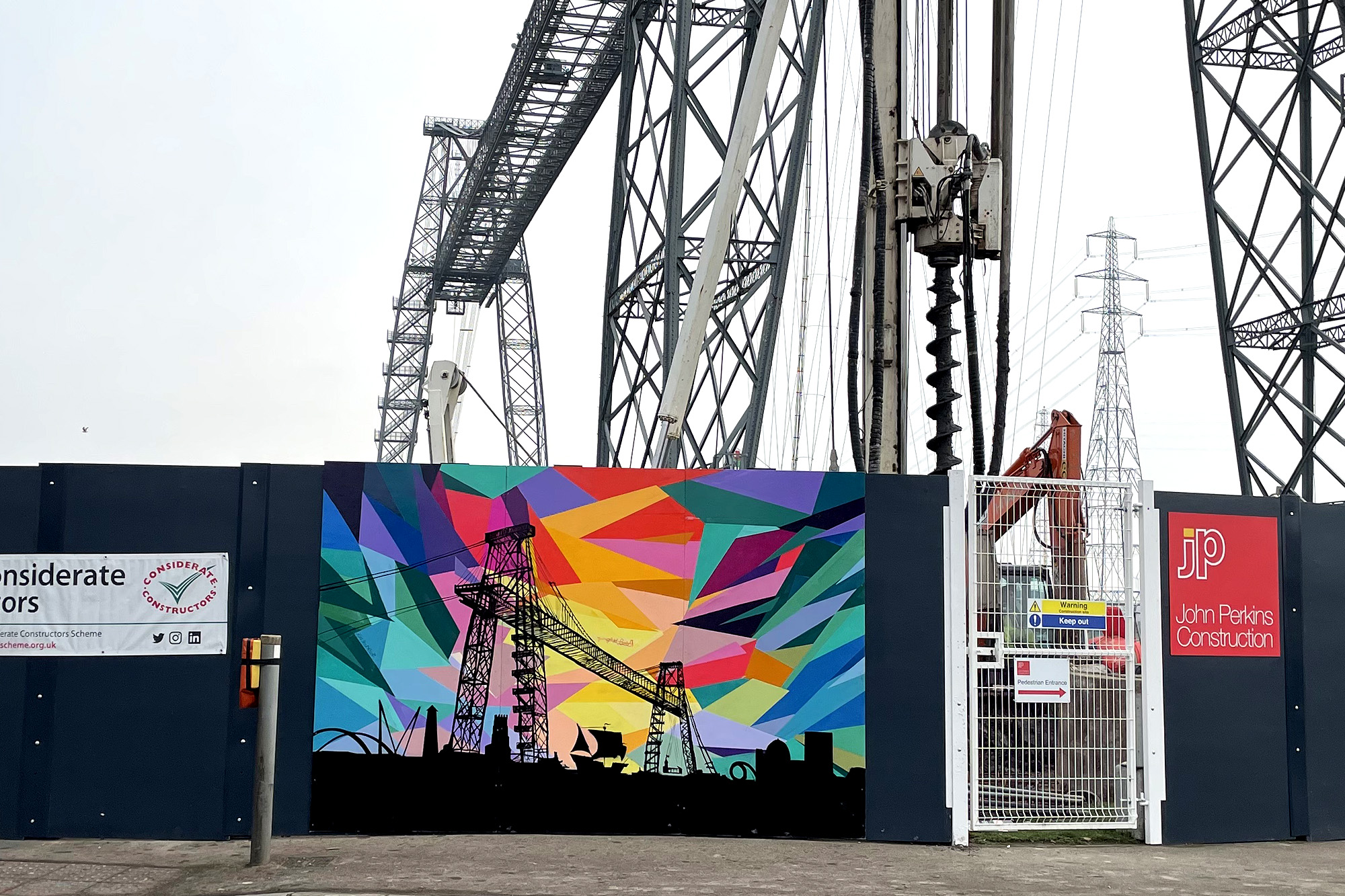 Street art mural at Newport Transporter Bridge Visitor Centre site